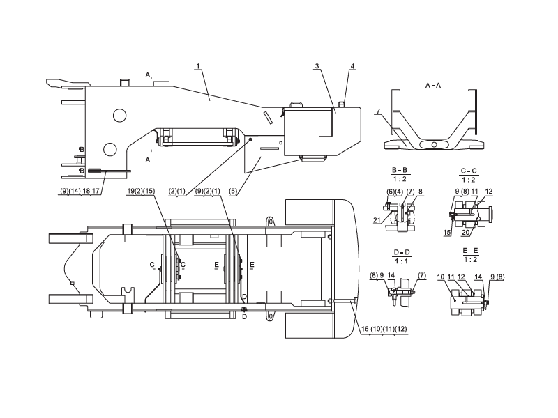 SHANTUI SL60W Wheel Loader -Rear Frame Assembly
