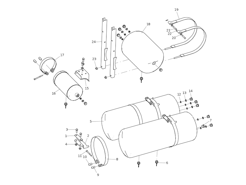Sitrak Aluminum Storage Cylinder Unit . Small Battery Box (276 Diameters/782x2+786 Lifting)